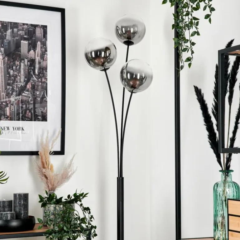 Lampadaire - Verre 15 cm Bernado Clair, Fumé, 3 lumières