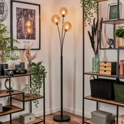 Lampadaire - Verre 15 cm Bernado Ambre, 3 lumières