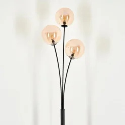 Lampadaire - Verre 15 cm Bernado Ambre, 3 lumières
