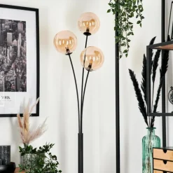 Lampadaire - Verre 15 cm Bernado Ambre, 3 lumières