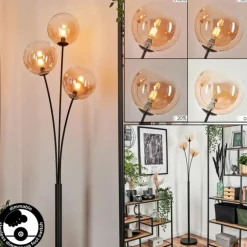 Lampadaire - Verre 15 cm Bernado Ambre, Clair, 3 lumières