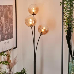 Lampadaire - Verre 15 cm Bernado Ambre, Clair, 3 lumières