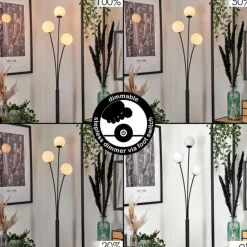 Lampadaire - Verre 10 cm Bernado Blanc, 3 lumières