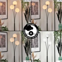 Lampadaire - Verre 15 cm Bernado Blanc, 3 lumières