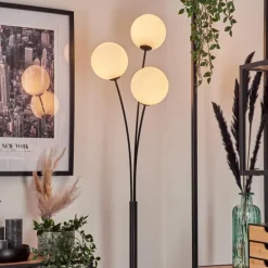 Lampadaire - Verre 15 cm Bernado Blanc, 3 lumières