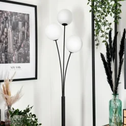 Lampadaire - Verre 15 cm Bernado Blanc, 3 lumières