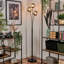 Lampadaire - Verre 15 cm Bernado Fumé, 3 lumières