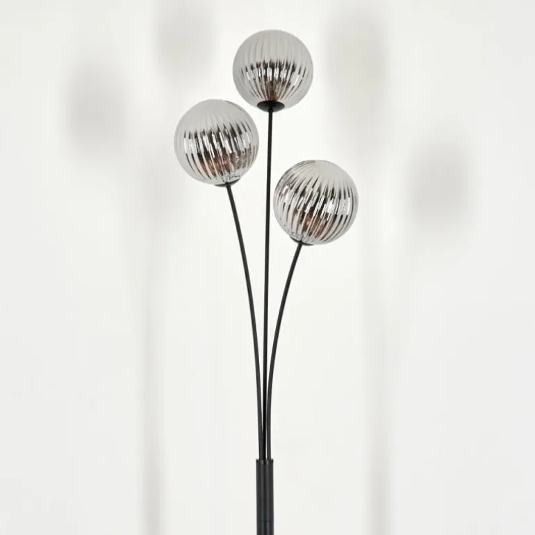 Lampadaire - Verre 15 cm Bernado Fumé, 3 lumières