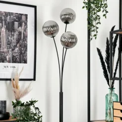 Lampadaire - Verre 15 cm Bernado Fumé, 3 lumières
