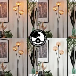 Lampadaire - Verre 15 cm Bernado Ambre, 3 lumières
