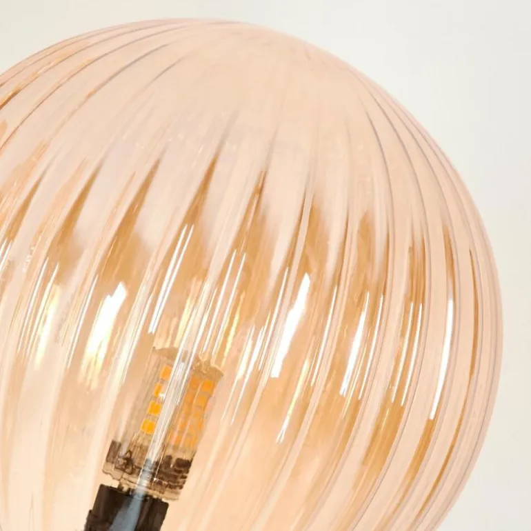 Lampadaire - Verre 15 cm Bernado Ambre, 3 lumières