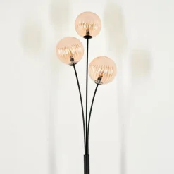 Lampadaire - Verre 15 cm Bernado Ambre, 3 lumières