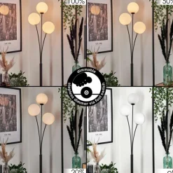 Lampadaire - Verre 15 cm Bernado Blanc, 3 lumières