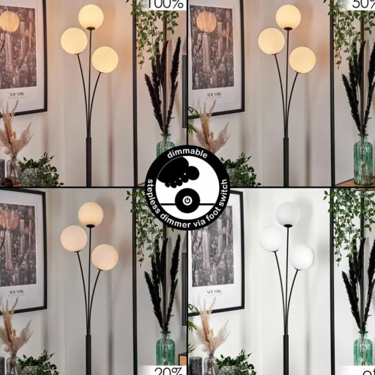 Lampadaire - Verre 15 cm Bernado Blanc, 3 lumières