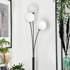 Lampadaire - Verre 15 cm Bernado Blanc, 3 lumières