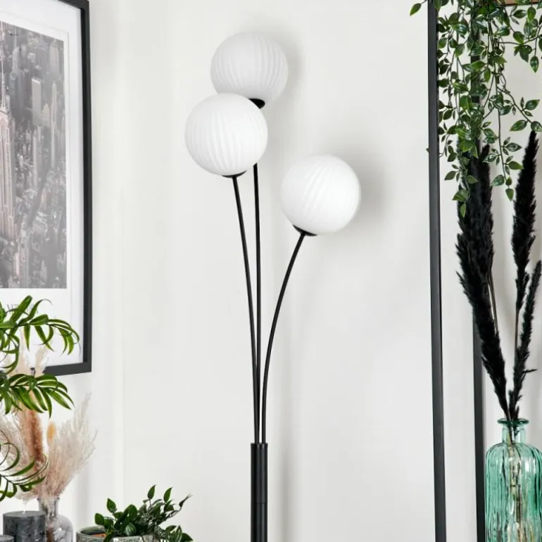 Lampadaire - Verre 15 cm Bernado Blanc, 3 lumières