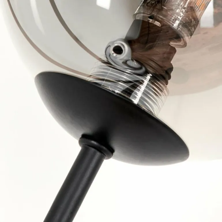 Lampadaire - Verre 12 cm Bernado Fumé, 6 lumières