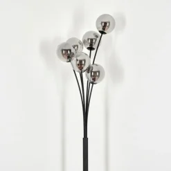 Lampadaire - Verre 12 cm Bernado Fumé, 6 lumières