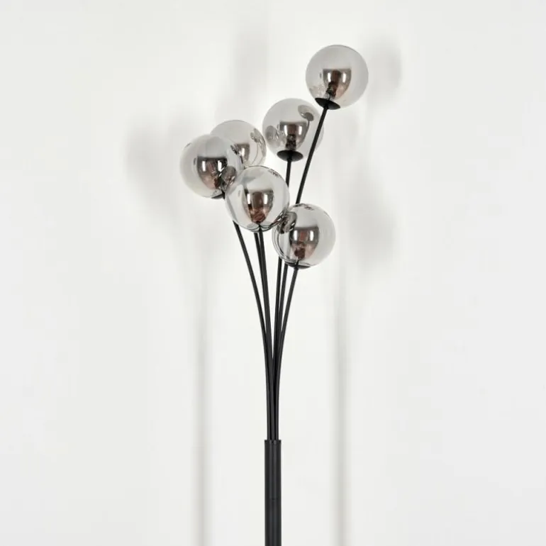 Lampadaire - Verre 12 cm Bernado Fumé, 6 lumières
