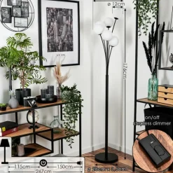 Lampadaire - Verre 12 cm Bernado Blanc, 6 lumières