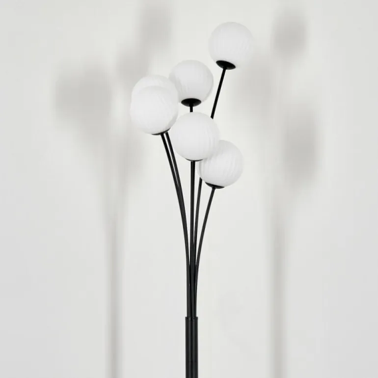 Lampadaire - Verre 12 cm Bernado Blanc, 6 lumières