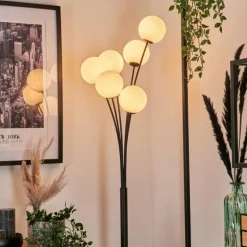 Lampadaire - Verre 12 cm Bernado Blanc, 6 lumières