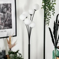 Lampadaire - Verre 12 cm Bernado Blanc, 6 lumières