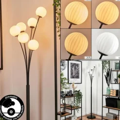 Lampadaire - Verre 10 cm Bernado Blanc, 6 lumières