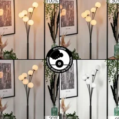 Lampadaire - Verre 10 cm Bernado Blanc, 6 lumières