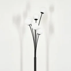 Lampadaire - Verre 10 cm Bernado Blanc, 6 lumières