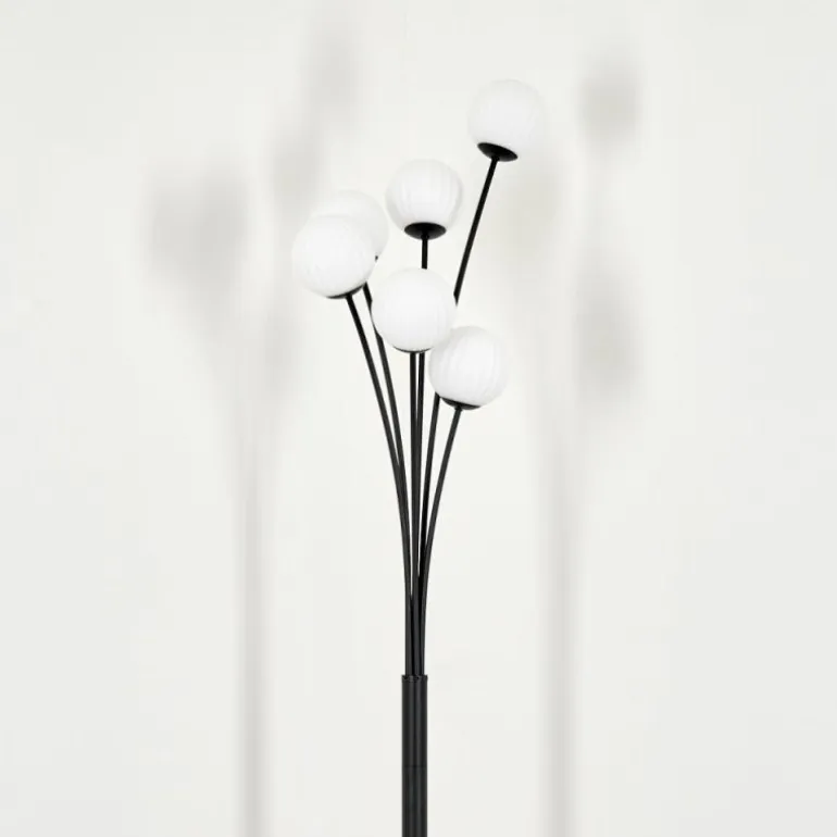 Lampadaire - Verre 10 cm Bernado Blanc, 6 lumières