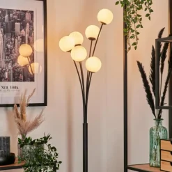 Lampadaire - Verre 10 cm Bernado Blanc, 6 lumières