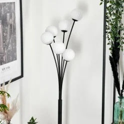 Lampadaire - Verre 10 cm Bernado Blanc, 6 lumières