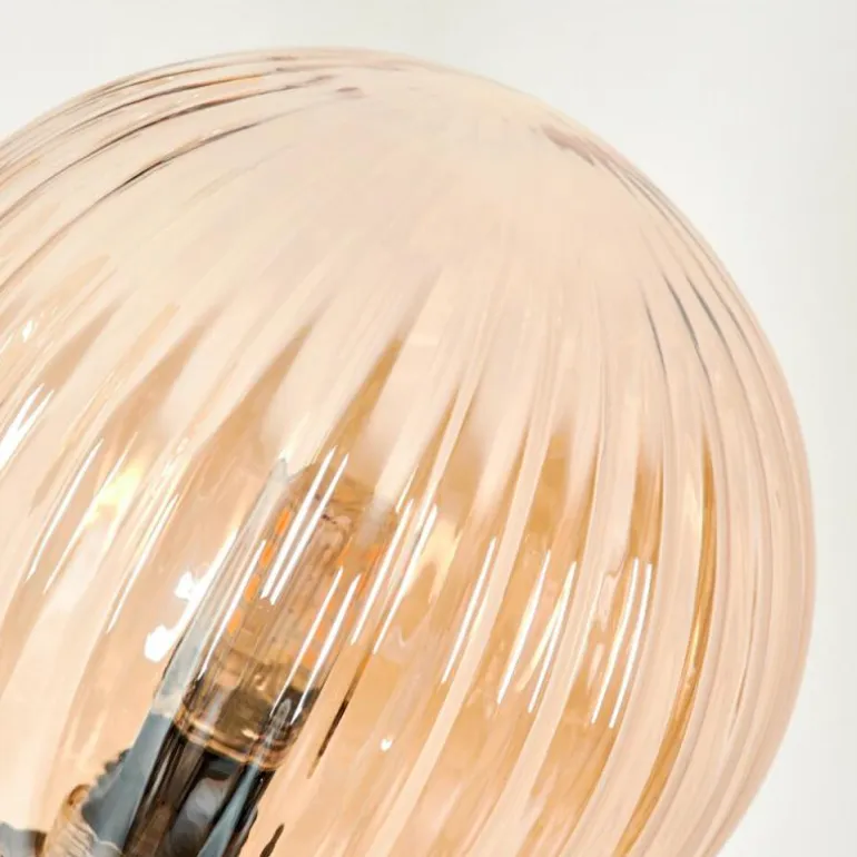 Lampadaire - Verre 12 cm Bernado Ambre, 6 lumières