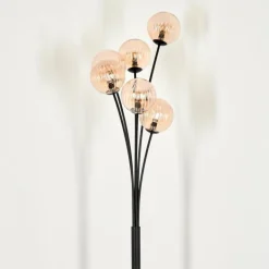 Lampadaire - Verre 12 cm Bernado Ambre, 6 lumières