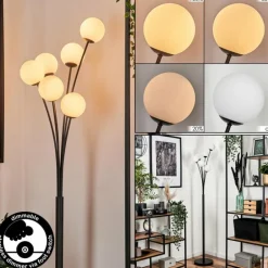 Lampadaire - Verre 10 cm Bernado Blanc, 6 lumières