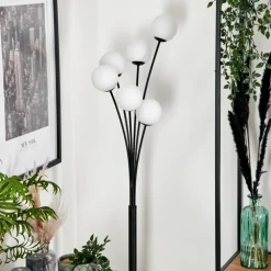 Lampadaire - Verre 10 cm Bernado Blanc, 6 lumières