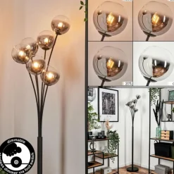 Lampadaire - Verre 12 cm Bernado Clair, Fumé, 6 lumières