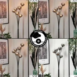 Lampadaire - Verre 12 cm Bernado Clair, Fumé, 6 lumières