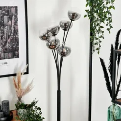 Lampadaire - Verre 12 cm Bernado Clair, Fumé, 6 lumières