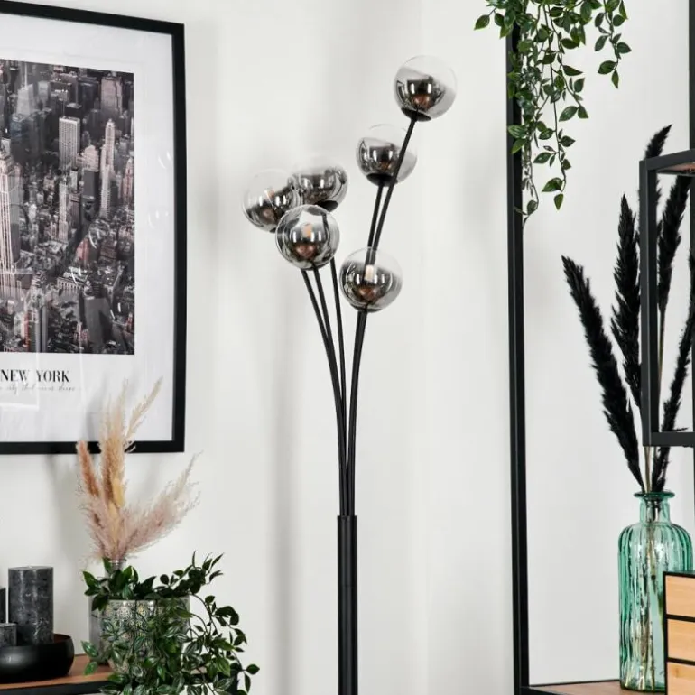 Lampadaire - Verre 10 cm Bernado Clair, Fumé, 6 lumières