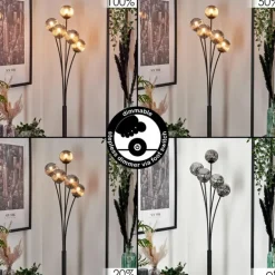 Lampadaire - Verre 10 cm Bernado Fumé, 5 lumières