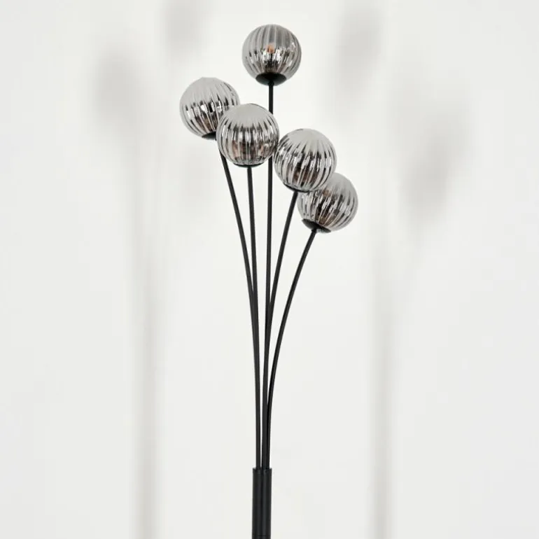 Lampadaire - Verre 10 cm Bernado Fumé, 5 lumières
