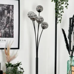 Lampadaire - Verre 10 cm Bernado Fumé, 5 lumières