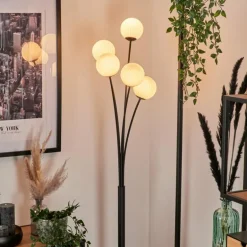 Lampadaire - Verre 10 cm Bernado Blanc, 5 lumières