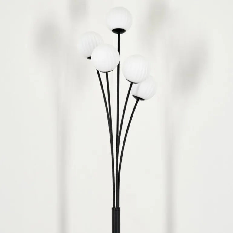 Lampadaire - Verre 10 cm Bernado Blanc, 5 lumières