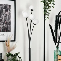 Lampadaire - Verre 10 cm Bernado Blanc, 5 lumières