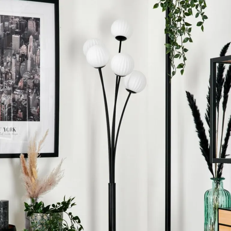 Lampadaire - Verre 10 cm Bernado Blanc, 5 lumières