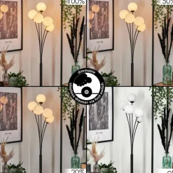 Lampadaire - Verre 12 cm Bernado Blanc, 5 lumières