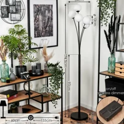 Lampadaire - Verre 12 cm Bernado Blanc, 5 lumières
